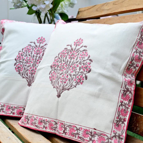 Mughal Buta Print Pure Cotton Cushion Covers (CU11)
